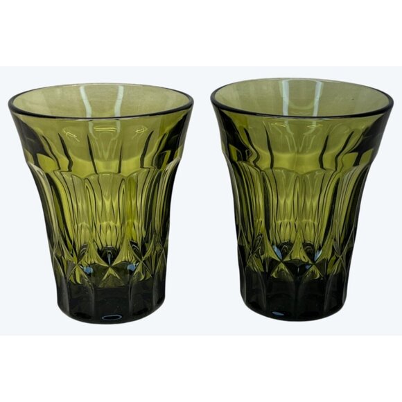 2 Noritake Perspective Green Glass 10 Ounce Flat Tumblers Glasses 4 7/8" - Picture 3 of 6